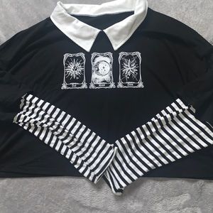 sun,moon,star plus size crop top SHEIN